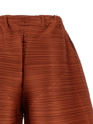 Brown Polyester Casual Pants
