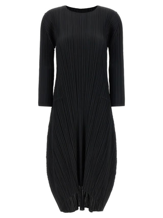 Black Polyester Midi Dress
