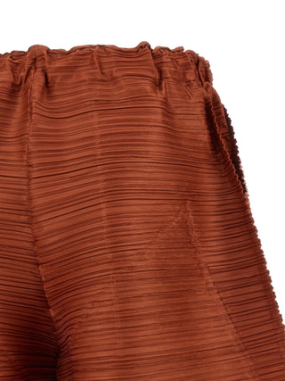 Brown Polyester Casual Pants