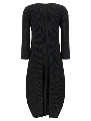 Black Polyester Midi Dress