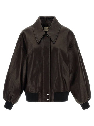 Chaqueta de cuero de cordero marrón