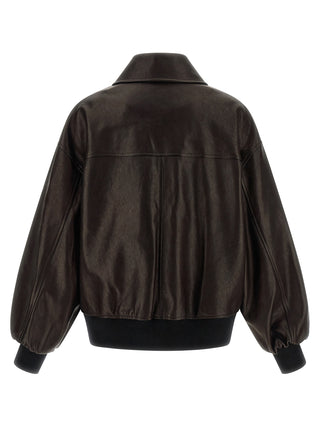 Chaqueta de cuero de cordero marrón