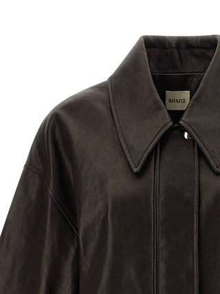Chaqueta de cuero de cordero marrón