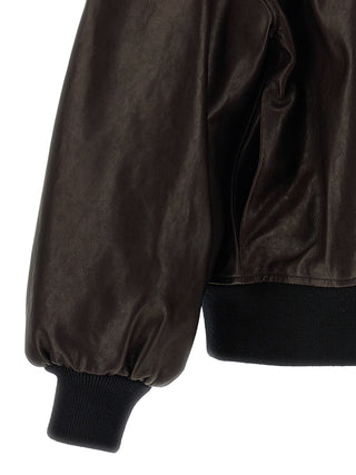 Chaqueta de cuero de cordero marrón