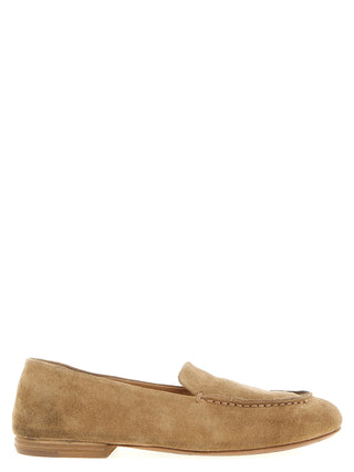 Beige Calfskin Slip-On Loafers