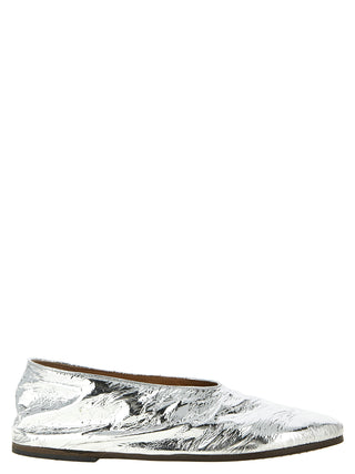Silver Calfskin Ballet Flats