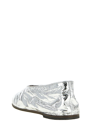 Silver Calfskin Ballet Flats