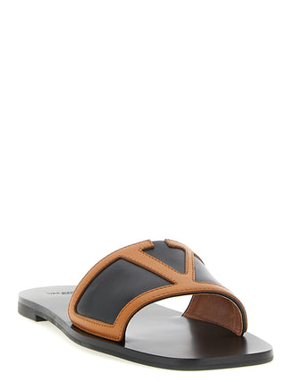 Brown Lamb Leather Slides