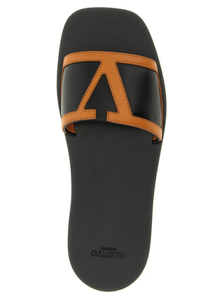 Brown Lamb Leather Slides