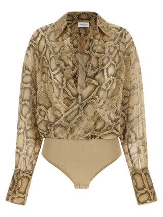Body de poliéster beige