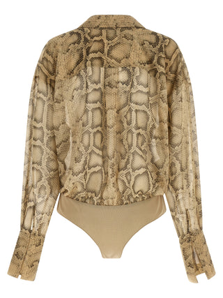 Body de poliéster beige