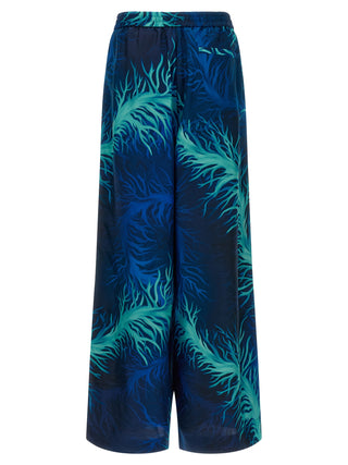 Blue Silk Casual Pants