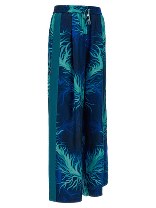 Blue Silk Casual Pants