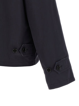Blue Cotton Full-Length Jacket