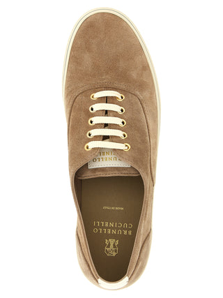 Beige Calfskin Low Top Sneakers