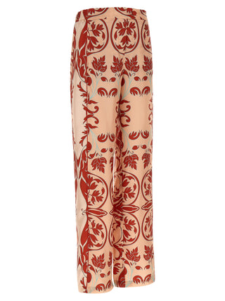 Multicolor Silk Casual Pants
