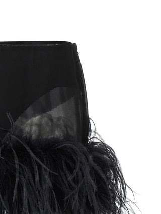 Black Polyester Long Skirt