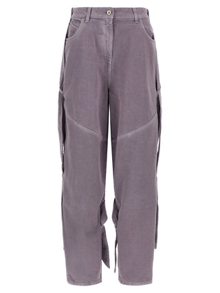 Purple Cotton Cargo Pants