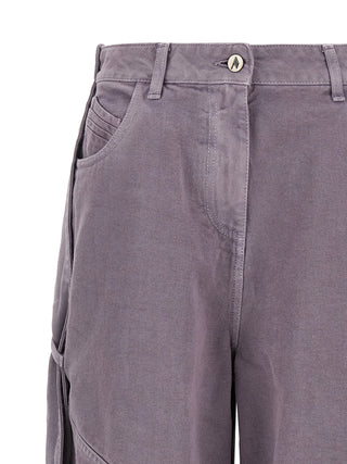 Purple Cotton Cargo Pants