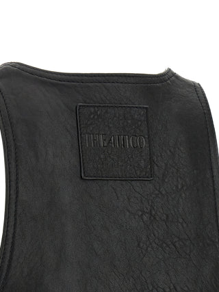 Black Lamb Leather Sleeveless Jacket