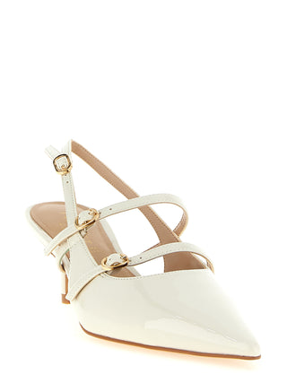 White Polyethylene Mid Heel Pumps