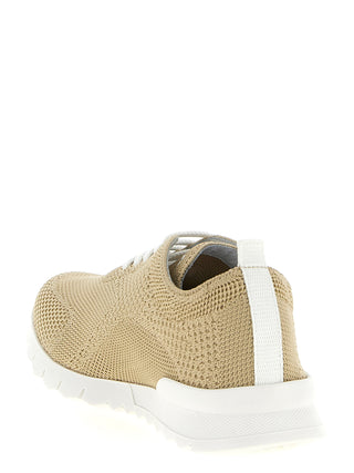 Beige Cotton Athletic Sneakers