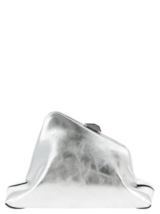 Silver Calfskin Clutch Bag