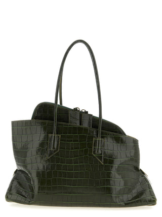 Bolso de hombro bicolor de piel de becerro