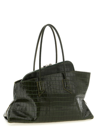 Bolso de hombro bicolor de piel de becerro