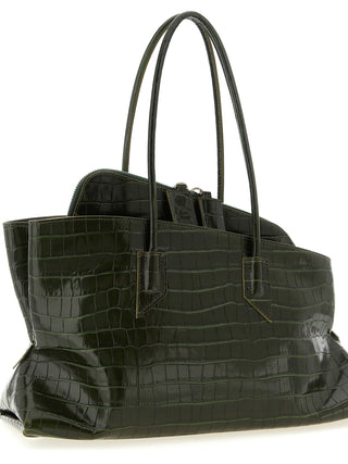 Bolso de hombro bicolor de piel de becerro