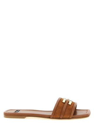 Brown Leather Slides