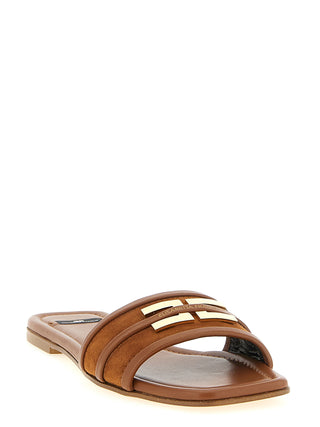 Brown Leather Slides