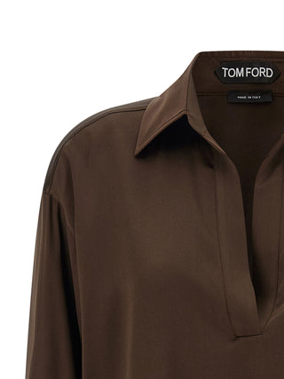 Brown Silk Polo Shirt