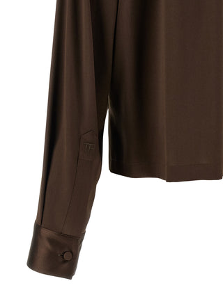 Brown Silk Polo Shirt