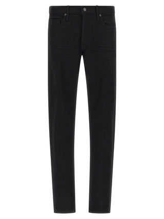 Black Cotton Straight-Leg Jeans