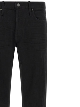 Black Cotton Straight-Leg Jeans