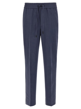 Blue Linen Casual Pants
