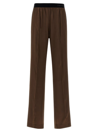 Brown Silk Casual Pants