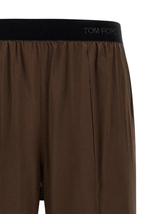 Brown Silk Casual Pants