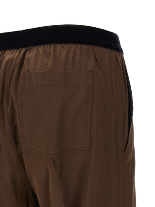 Brown Silk Casual Pants