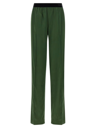 Bicolor Silk Casual Pants