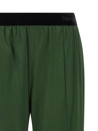 Bicolor Silk Casual Pants