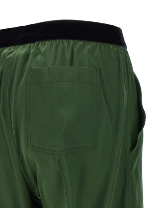 Bicolor Silk Casual Pants