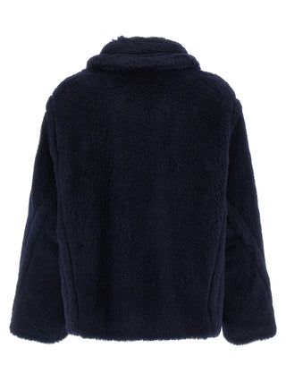 Abrigo de cuero de alpaca azul