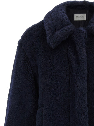 Abrigo de cuero de alpaca azul