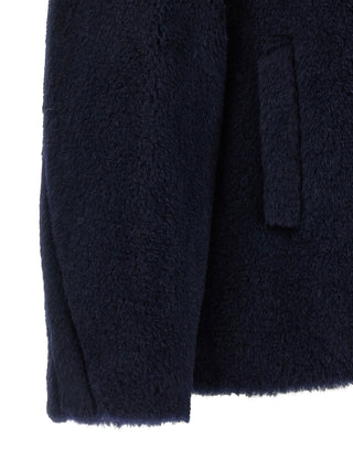 Abrigo de cuero de alpaca azul