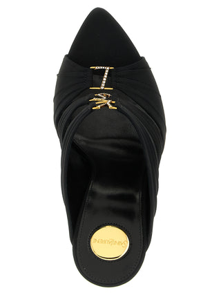 Black Viscose Stiletto Heel Sandals