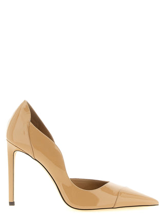 Beige Leather High Heel Pumps
