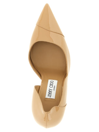 Beige Leather High Heel Pumps
