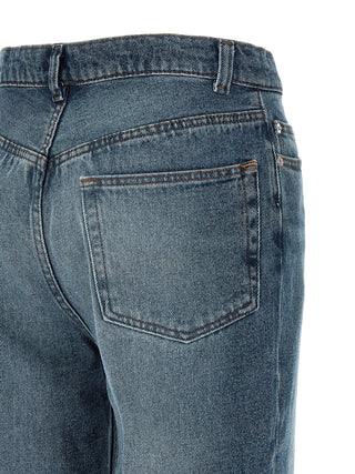 Blue Cotton Flared Jeans